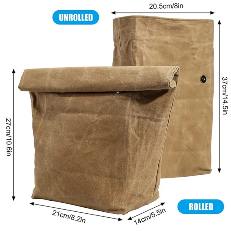 Waterproof Waxed Canvas Insulated Bag Aluminum Foil Reusable Lunch Thermal Bag