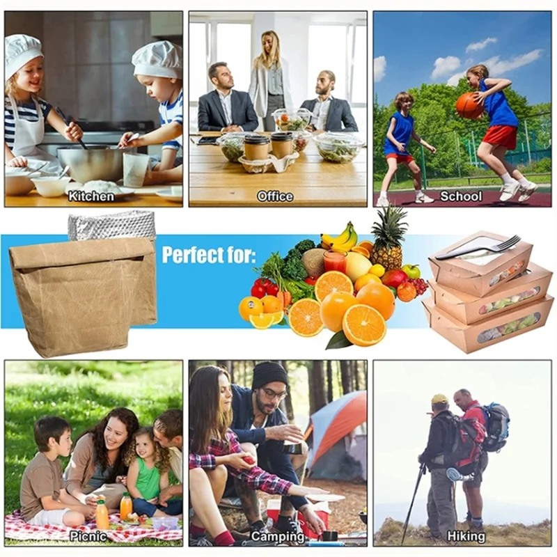 Waterproof Waxed Canvas Insulated Bag Aluminum Foil Reusable Lunch Thermal Bag