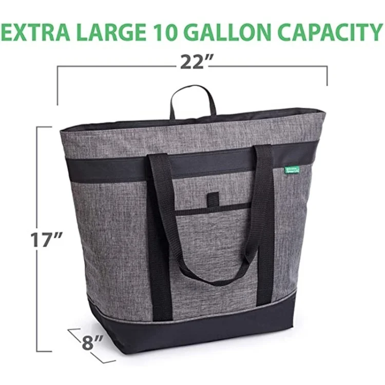 Large Capacity Insulated Lunch Tote Bag Picnic Single Shoulder Cooler Bag - Light Grey