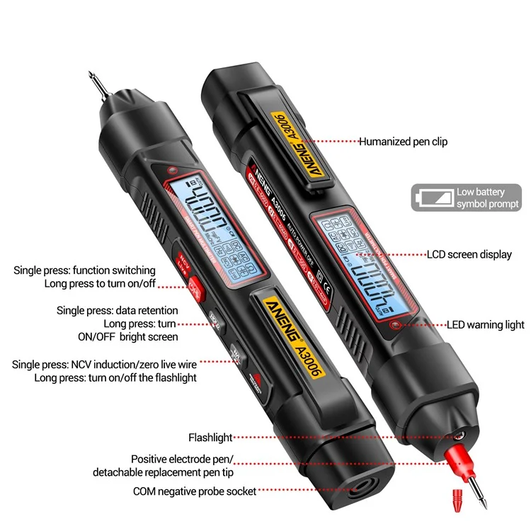 ANENG A3006 4000 Counts Digital Multimeter AC / DC Voltage Tester Electrician Tool, High-end Version