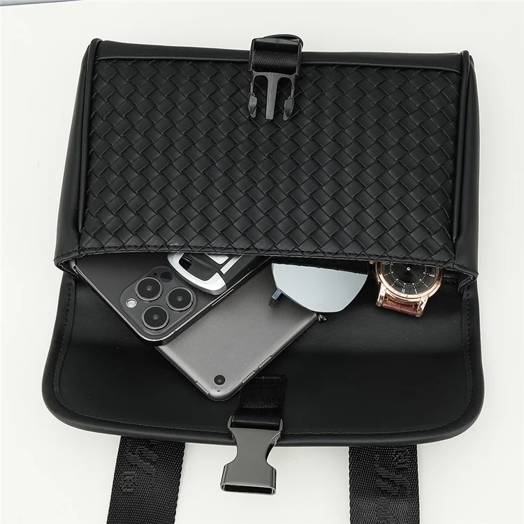 BAELLERRY N8926 Business Men Schultertasche Gewebtes PU-Leder Umhängetasche