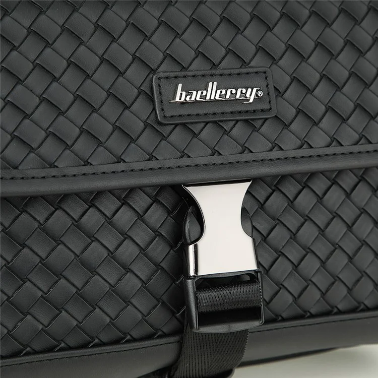 BAELLERRY N8926 Business Men Schultertasche Gewebtes PU-Leder Umhängetasche