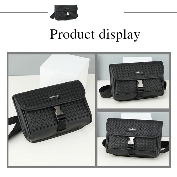 BAELLERRY N8926 Business Men Schultertasche Gewebtes PU-Leder Umhängetasche