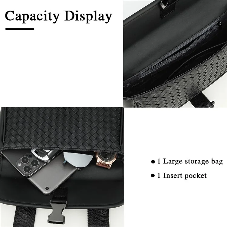 BAELLERRY N8926 Business Men Schultertasche Gewebtes PU-Leder Umhängetasche