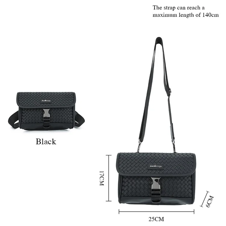 BAELLERRY N8926 Business Men Schultertasche Gewebtes PU-Leder Umhängetasche