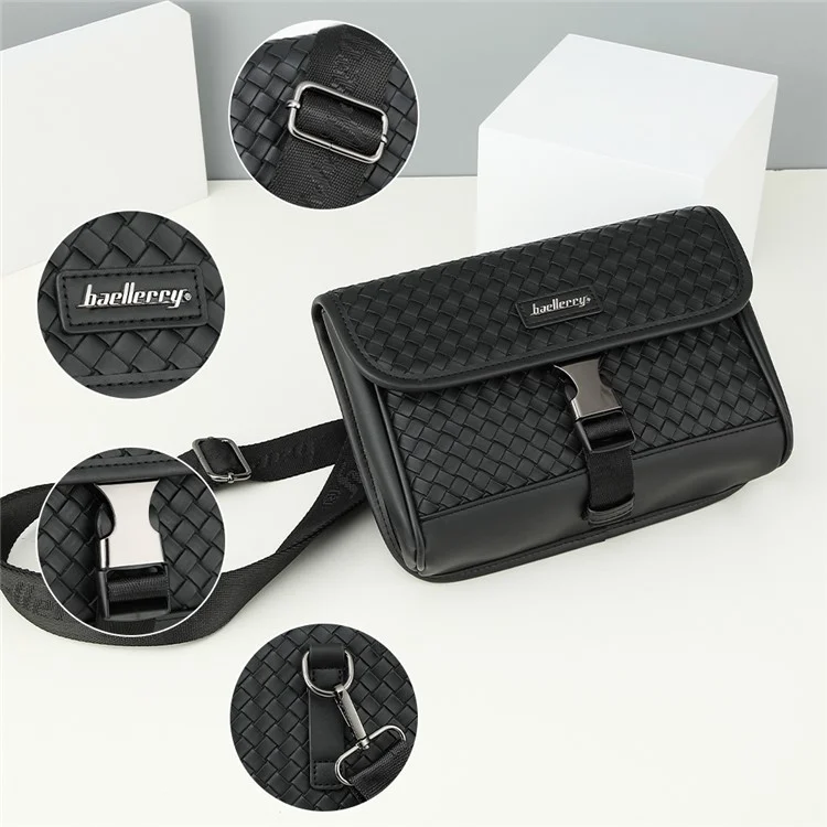 BAELLERRY N8926 Business Men Schultertasche Gewebtes PU-Leder Umhängetasche