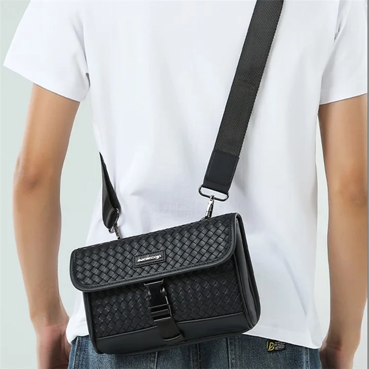 BAELLERRY N8926 Business Men Schultertasche Gewebtes PU-Leder Umhängetasche