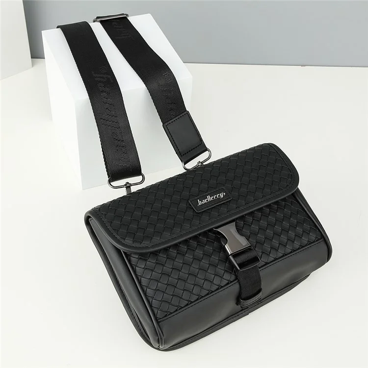 BAELLERRY N8926 Business Men Schultertasche Gewebtes PU-Leder Umhängetasche