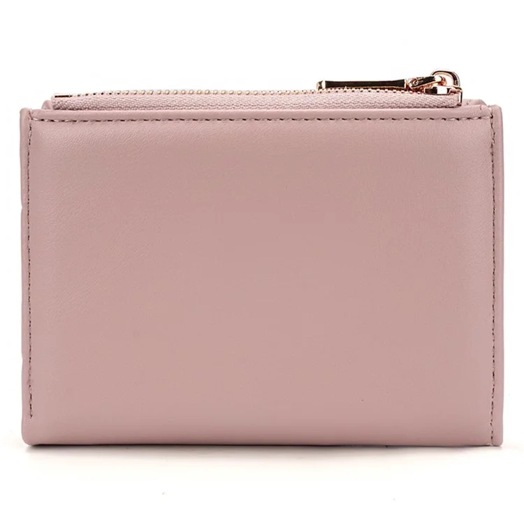 BAELLERRY N8326 Splicing Color Teen Girls Wallet PU Leather Card Storage Holder Pouch - Pink