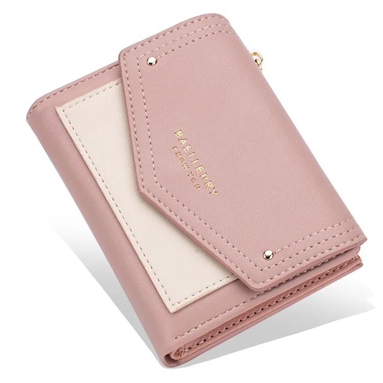 BAELLERRY N8326 Splicing Color Teen Girls Wallet PU Leather Card Storage Holder Pouch - Pink