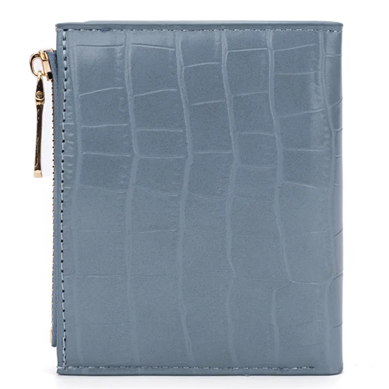 BAELLERRY N8325 Donna Texture in Pietra Pelle PU Zip Pocket Portafoglio Corto - Baby Blue