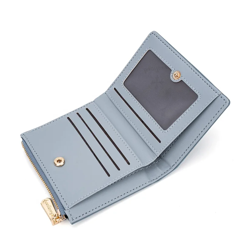 BAELLERRY N8325 Donna Texture in Pietra Pelle PU Zip Pocket Portafoglio Corto - Baby Blue