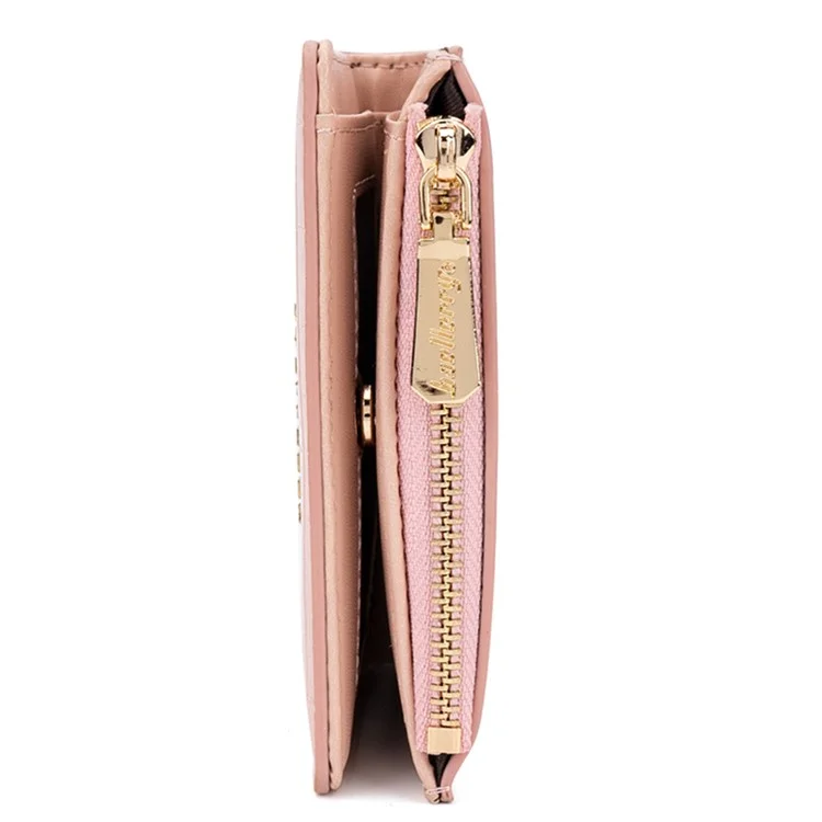 BAELLERRY N8325 Femmes Portefeuille Court en Cuir PU Texture de Pierre avec Fermeture Éclair - Rose