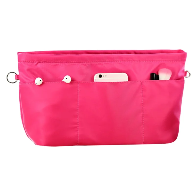 Bolsa de cosméticos de nylon impermeable 252 con múltiples bolsillos y anilla incorporada, tamaño XL - Rosa