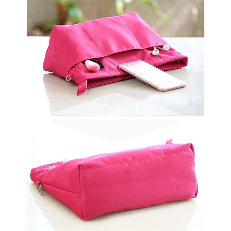 252 Waterproof Nylon Multiple Pockets Travel Cosmetic Bag with Built-in Keyring, Size XL - Grey