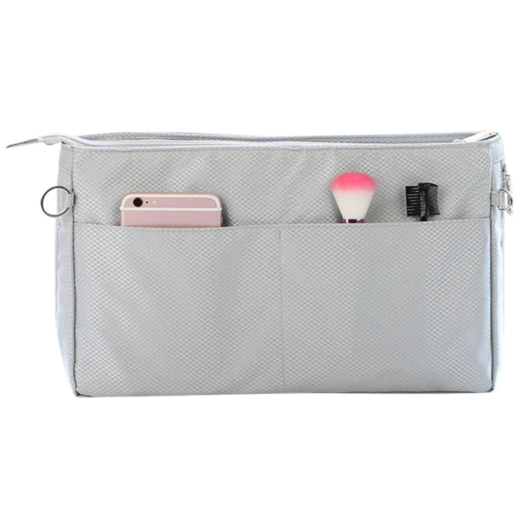 839 Waterproof Nylon Travel Organizer Expandable Space Makeup Bag, Size: L - Grey