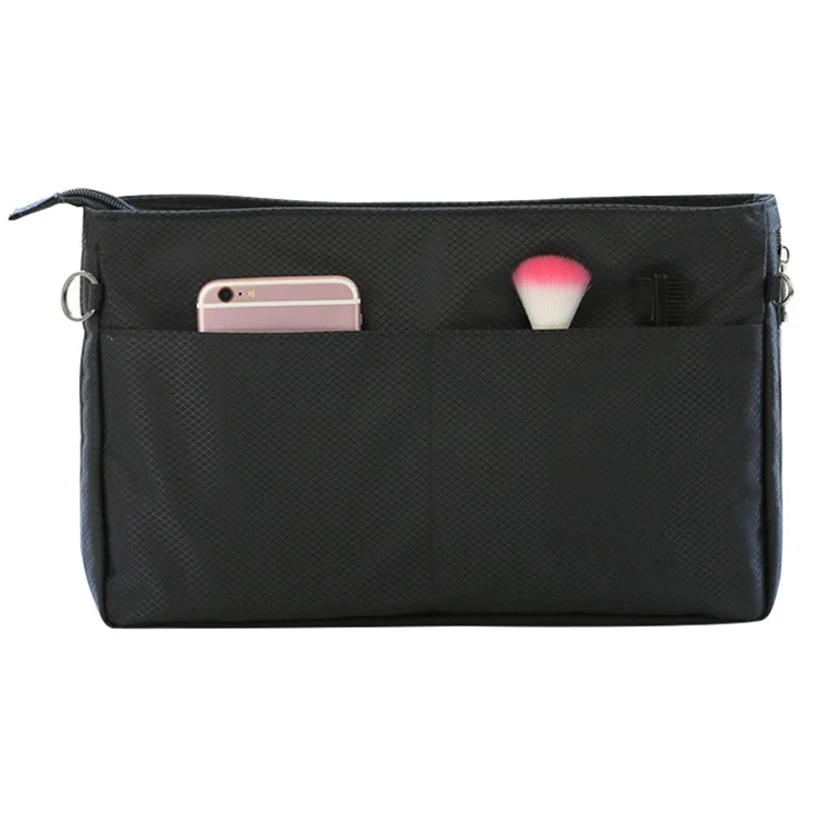 839 Waterproof Nylon Travel Organizer Expandable Space Makeup Bag, Size: L - Black