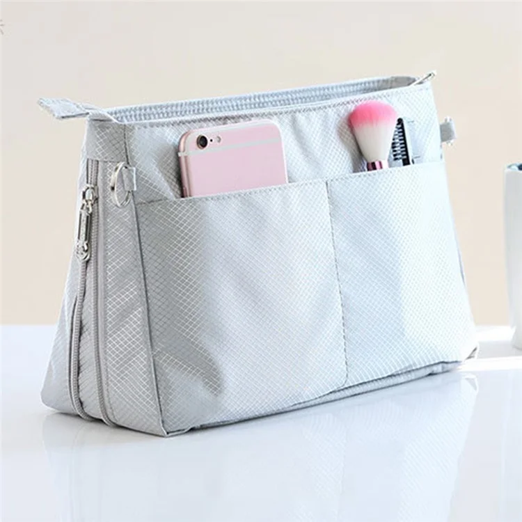 839 Waterproof Nylon Travel Organizer Expandable Space Makeup Bag, Size: L - Black