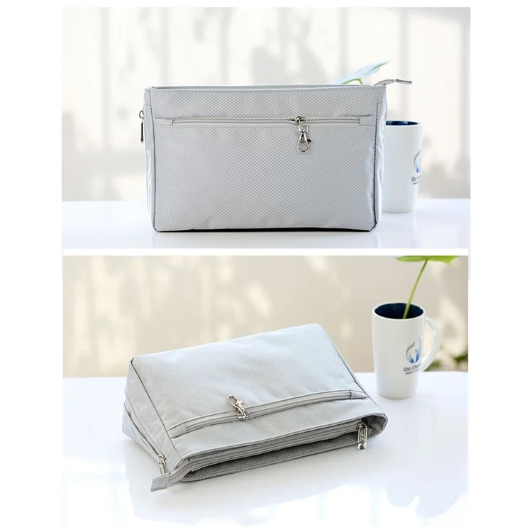 839 Waterproof Nylon Travel Organizer Expandable Space Makeup Bag, Size: L - Black