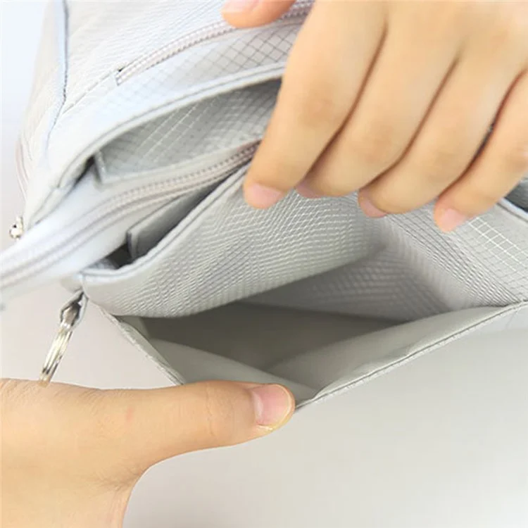 839 Expandable Space Makeup Bag Waterproof Nylon storage Pouch, Größe: M - Grau