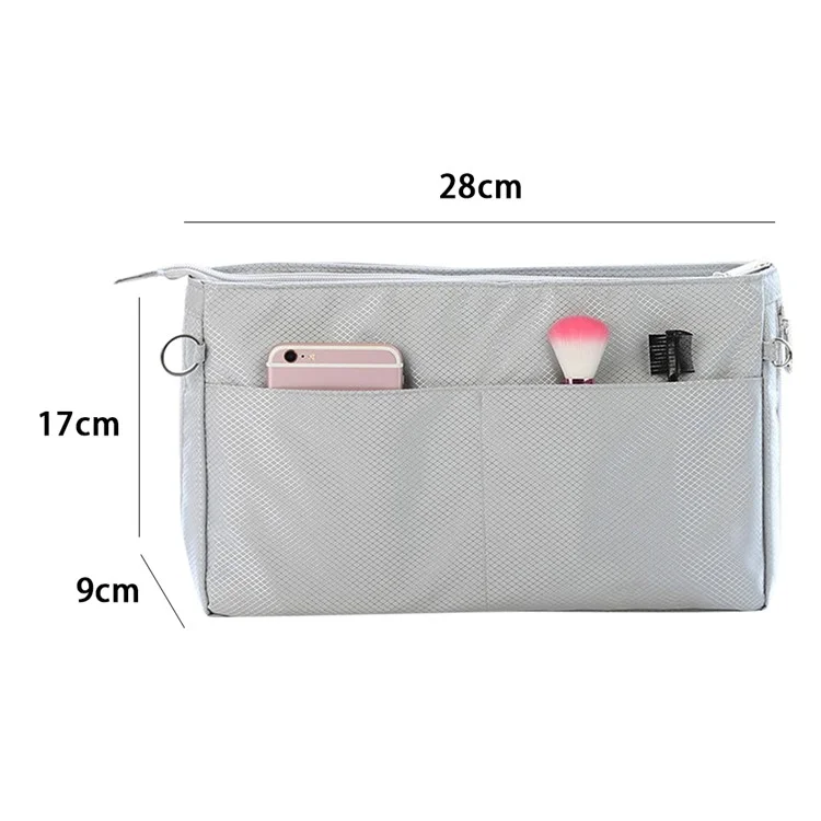 839 Expandable Space Makeup Bag Waterproof Nylon storage Pouch, Größe: M - Grau