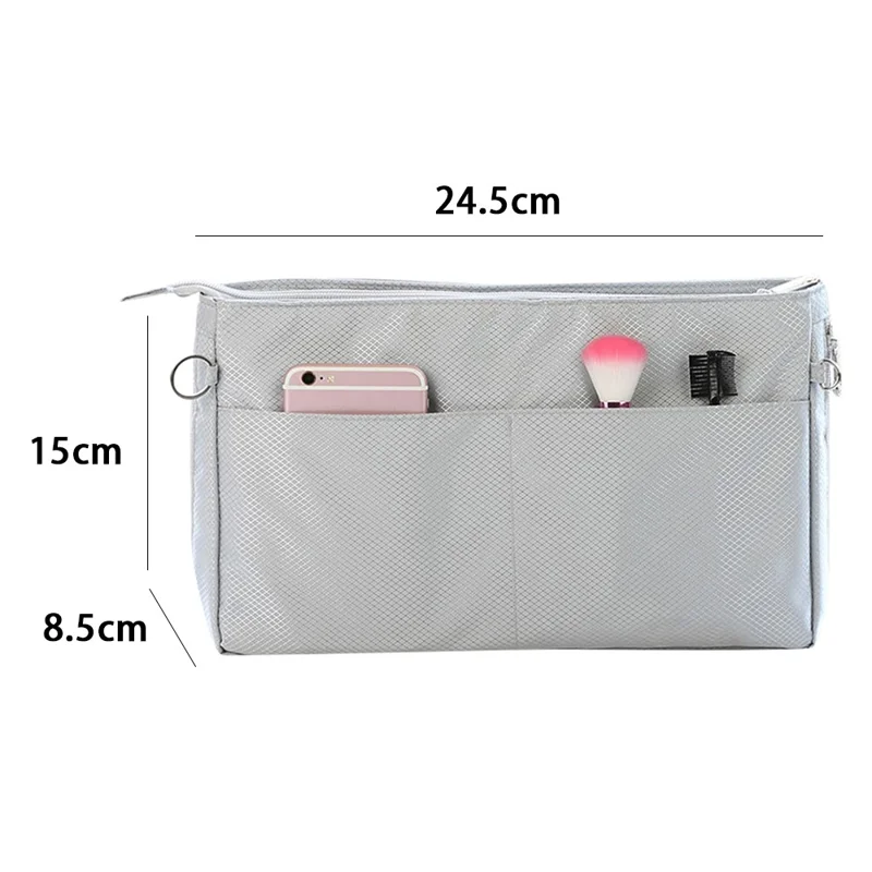 839 Expandable Space Waterproof Nylon Travel Cosmetic Bag, Größe: S - Grau