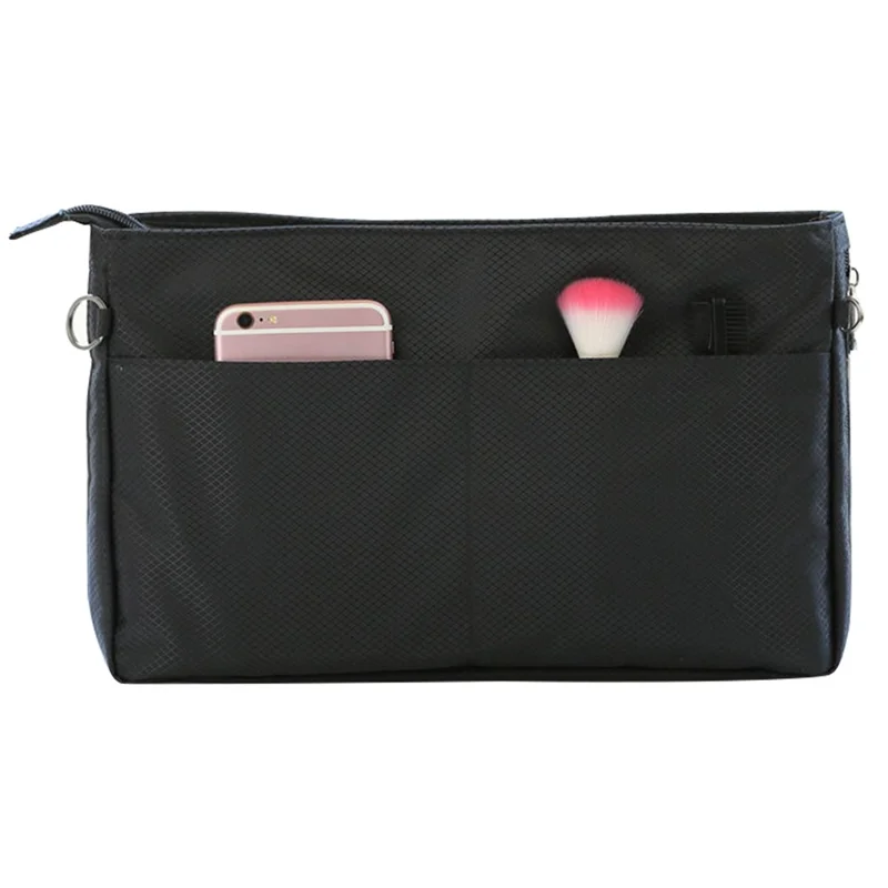 839 Expandable Space Waterproof Nylon Travel Cosmetic Bag, Size: S - Black