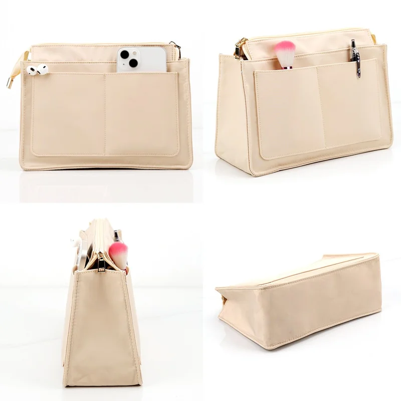 968 Waterproof Nylon Cosmetic Bag Travel Handbag Liner Insert Organizer, Size XS - Dark Grey