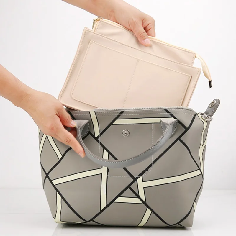 968 Handbag Liner Cosmetic Bag Waterproof Nylon Travel Insert Organizer, Size S - Yellow