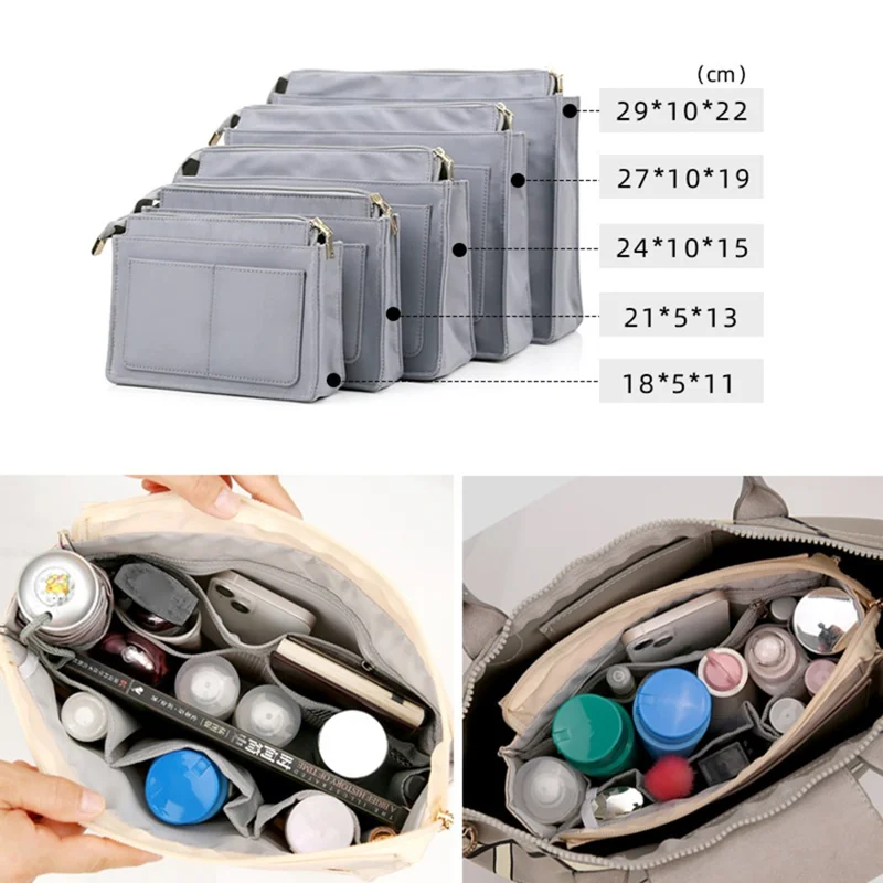 968 Handbag Liner Cosmetic Bag Waterproof Nylon Travel Insert Organizer, Size S - Yellow