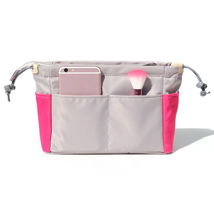 256 Large Capacity Waterproof Nylon Storage Bag Contrast Color Cosmetic Bag - Grau