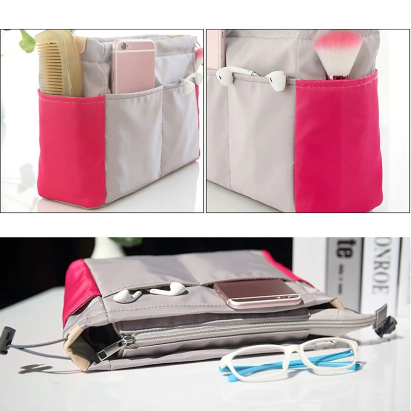 256 Large Capacity Waterproof Nylon Storage Bag Contrast Color Cosmetic Bag - Coffee