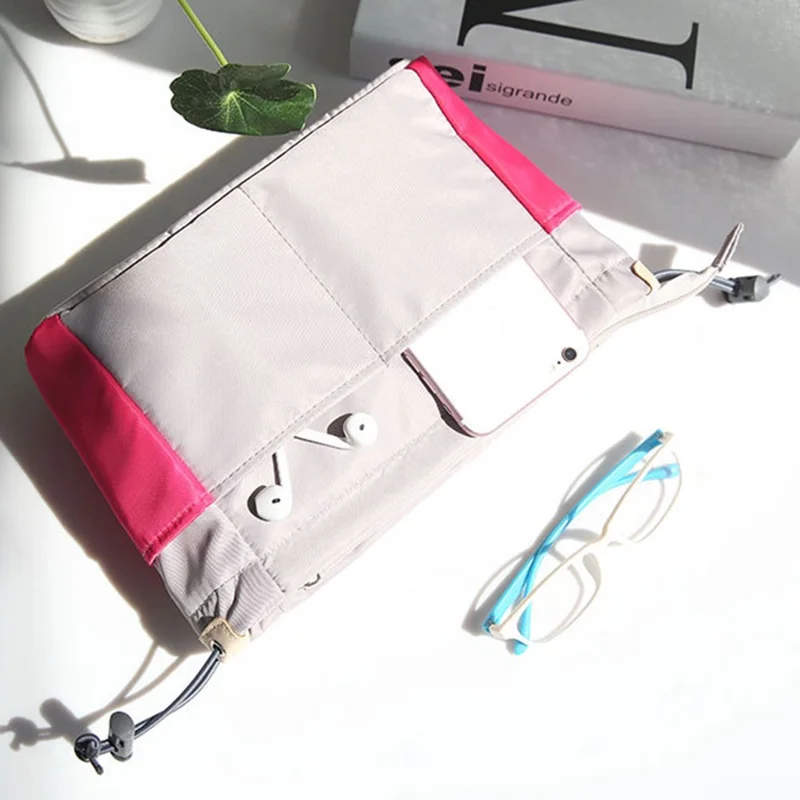 256 Large Capacity Waterproof Nylon Storage Bag Contrast Color Cosmetic Bag - Coffee