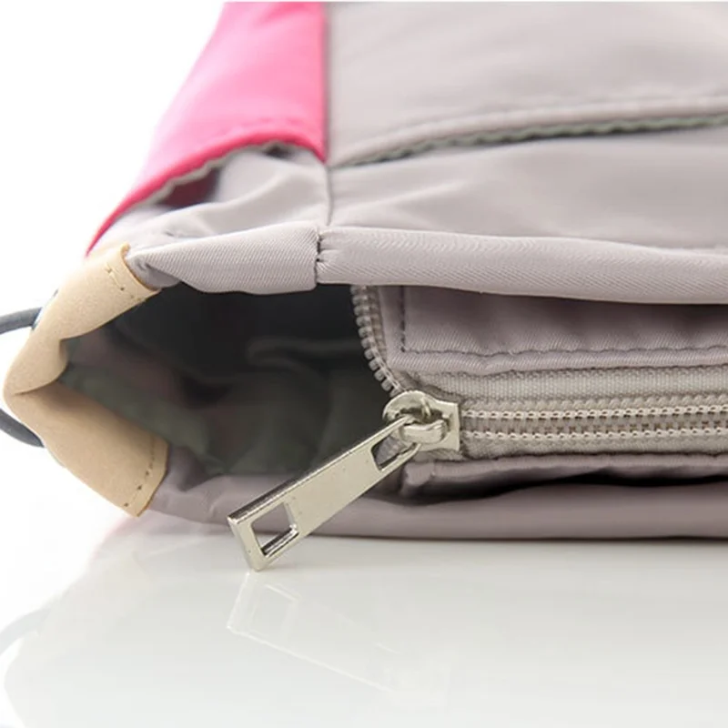 256 Large Capacity Waterproof Nylon Storage Bag Contrast Color Cosmetic Bag - Coffee