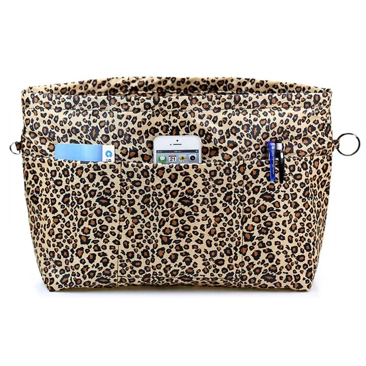 Bolsa Portátil de Cosméticos e Artigos de Toalete em Oxford 1316, 31*14*21cm - Estampa de Leopardo