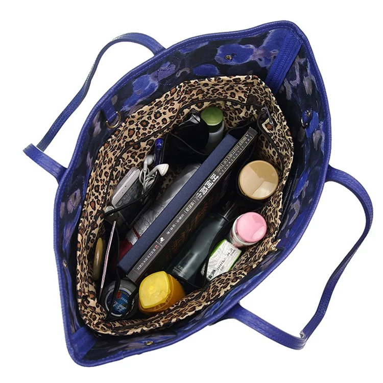 Bolsa Portátil de Cosméticos e Artigos de Toalete em Oxford 1316, 31*14*21cm - Estampa de Leopardo