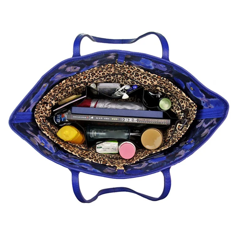 Bolsa Portátil de Cosméticos e Artigos de Toalete em Oxford 1316, 31*14*21cm - Estampa de Leopardo