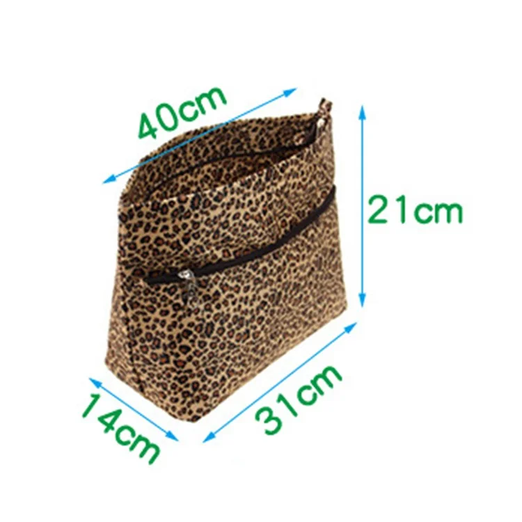 Bolsa Portátil de Cosméticos e Artigos de Toalete em Oxford 1316, 31*14*21cm - Estampa de Leopardo