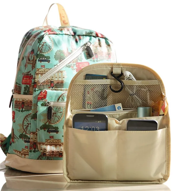 Sac de toilette à crochet suspendu 218 en toile d'Oxford Organisateur de voyage Sac à cosmétiques 27x13x31cm - Kaki 