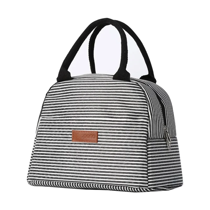 HEOPONO Stylish Insulated Lunch Tote Bag Oxford Cloth Bento Box Cooler Bag - Stripe
