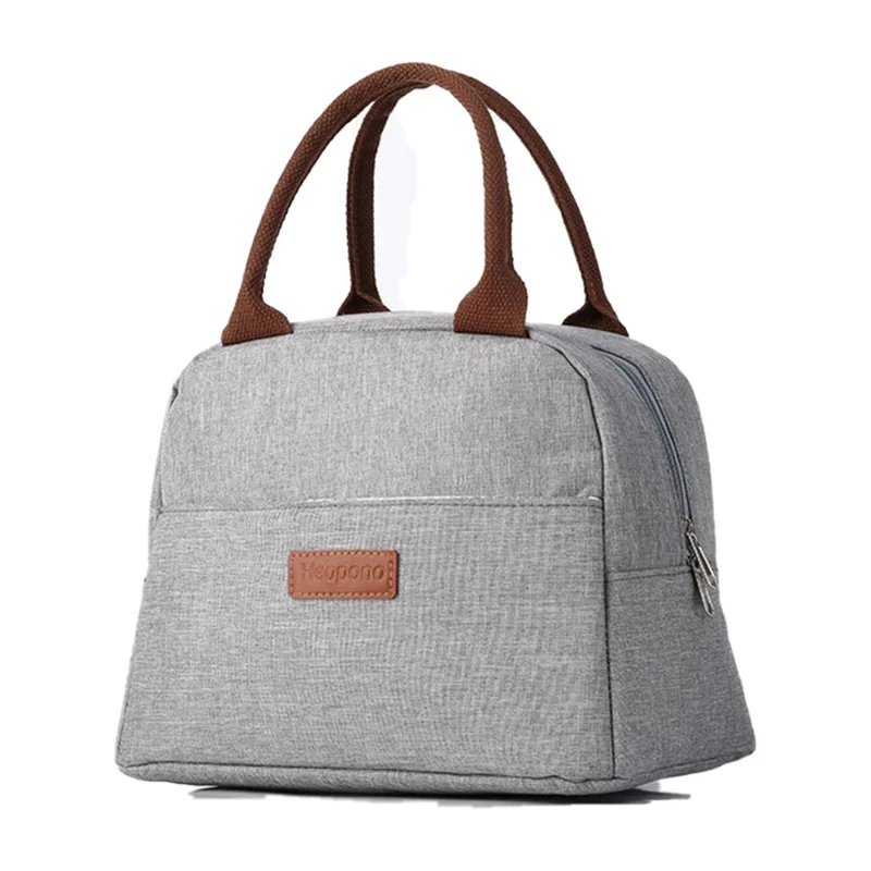 HEOPONO Stylish Insulated Lunch Tote Bag Oxford Cloth Bento Box Cooler Bag - Grey