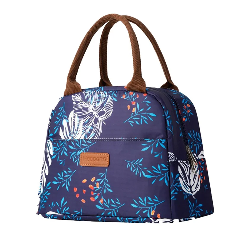 HEOPONO Stylish Insulated Lunch Tote Bag Oxford Cloth Bento Box Cooler Bag - Thin Leaf