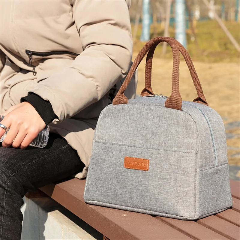 HEOPONO Stylish Insulated Lunch Tote Bag Oxford Cloth Bento Box Cooler Bag - Thin Leaf