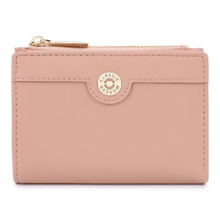 TAILIAN T2602-340 Cartera Plegable Corta de Piel de Imitación para Mujer con Cremallera y Monedero - Rosa Profundo