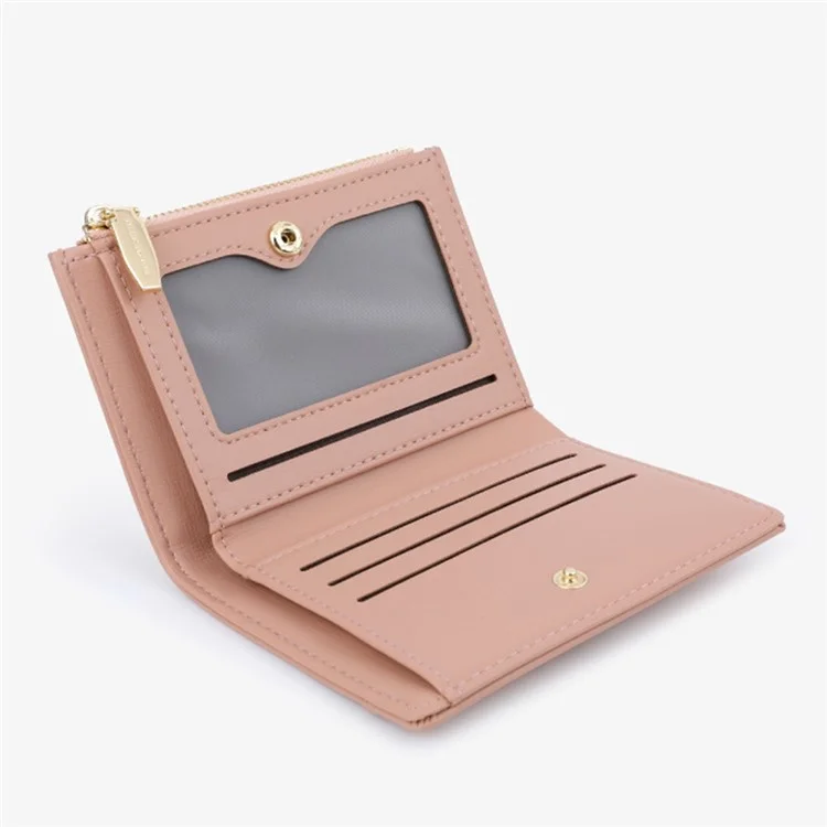 TAILIAN T2602-340 Cartera Plegable Corta de Piel de Imitación para Mujer con Cremallera y Monedero - Rosa Profundo