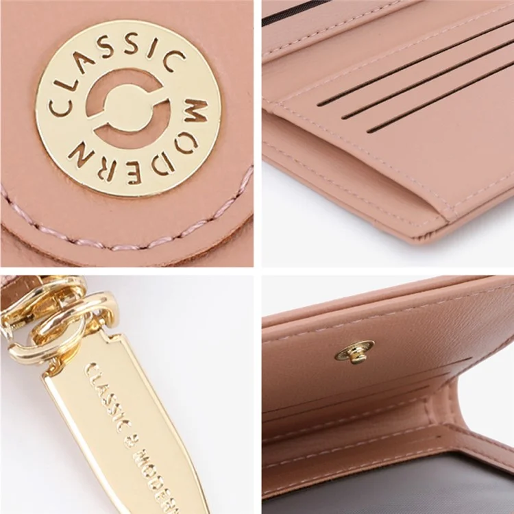 TAILIAN T2602-340 Cartera Plegable Corta de Piel de Imitación para Mujer con Cremallera y Monedero - Rosa Profundo
