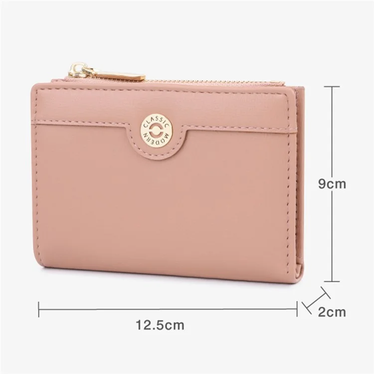 TAILIAN T2602-340 Cartera Plegable Corta de Piel de Imitación para Mujer con Cremallera y Monedero - Rosa Profundo