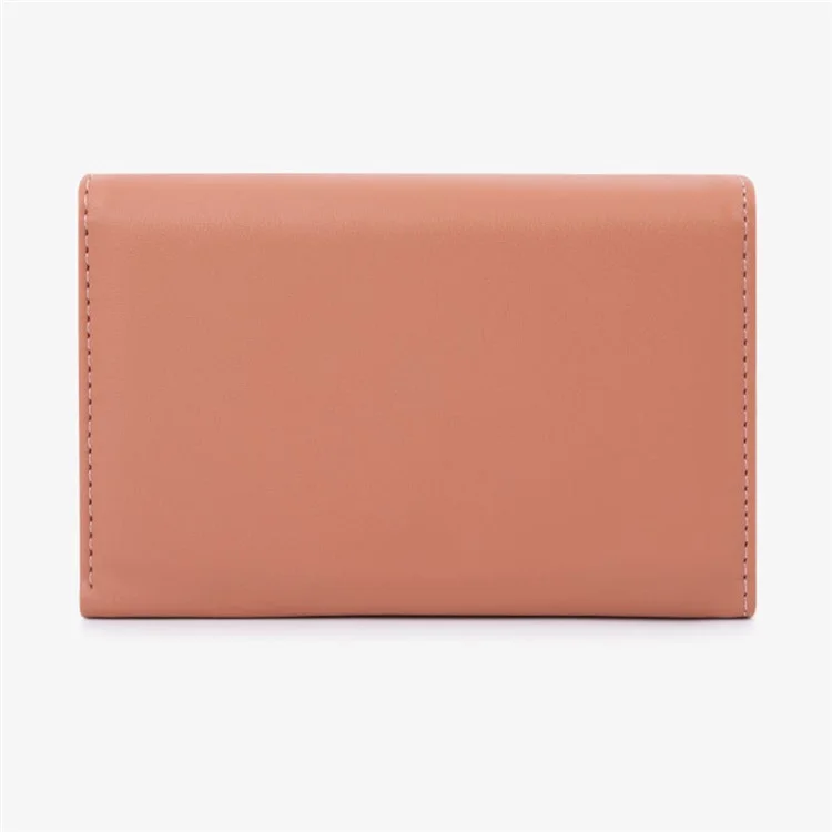 TAILIAN T6223-013 Faux Pearl Decor Women PU Leather Tri-fold Wallet Zipper Coin Purse - Pink