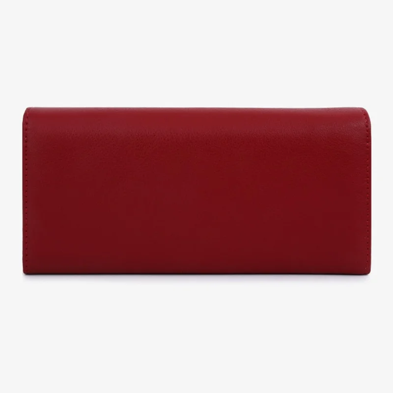 TAILIAN T88200-374 Flower Decor Fashion Women Clutch PU Leather Long Purse - Apricot