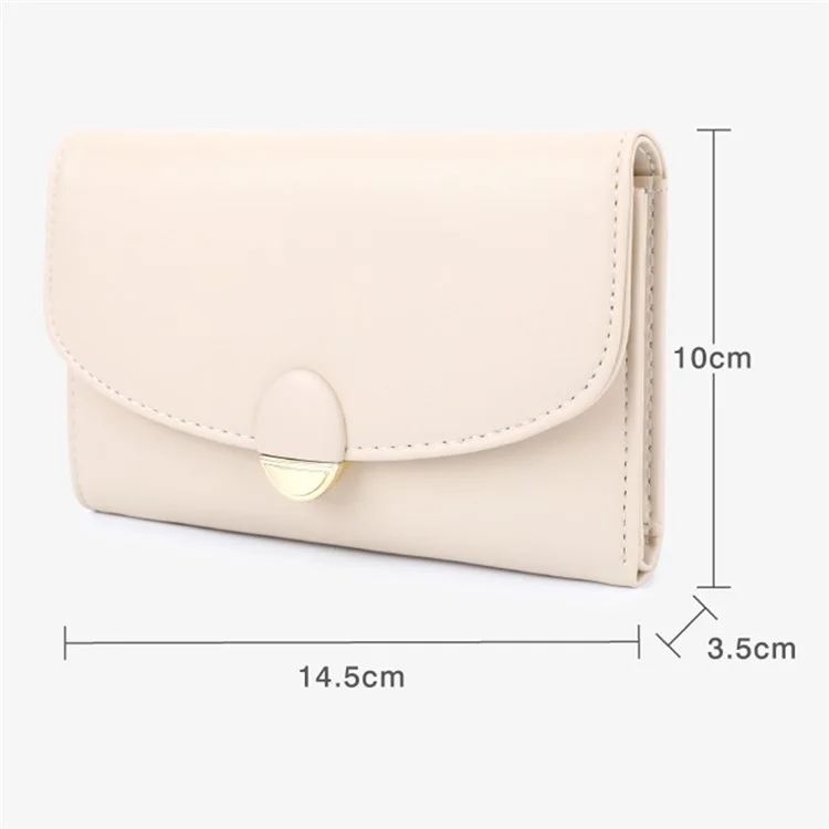TAILIAN T6223-028 PU Leather Wallet Women Card Cash Holder Folding Purse - Beige